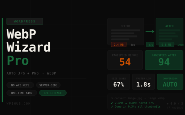 WebP Wizard Pro – Your WordPress images are slowing you down. Fix it in 60 seconds.